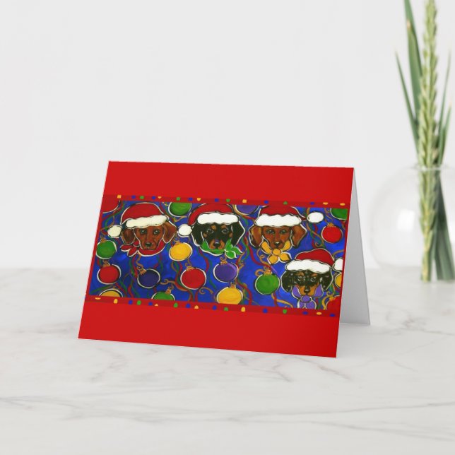 4 Weihnachtskarte Dackel Feiertagskarte (Vorderseite)
