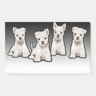 4 Westliche Welpen weite schwarze Fade Post-it Not Klebezettel