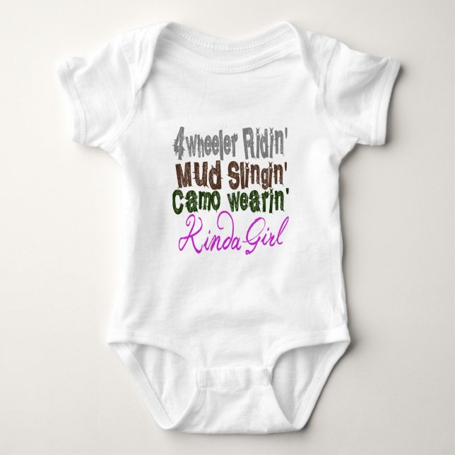 4 Wheeler Ridin Schlammschleuder Camouflage Wearin Baby Strampler (Vorderseite)