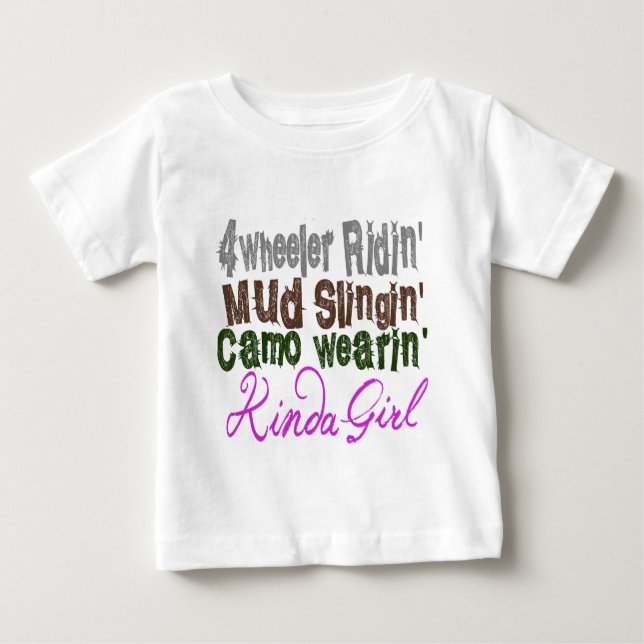 4 Wheeler Ridin Schlammschleuder Camouflage Wearin Baby T-shirt (Vorderseite)