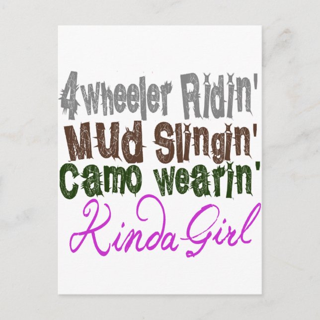 4 Wheeler Ridin Schlammschleuder Camouflage Wearin Postkarte (Vorderseite)