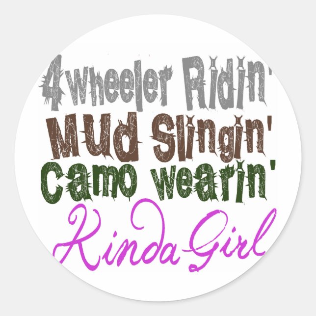 4 Wheeler Ridin Schlammschleuder Camouflage Wearin Runder Aufkleber (Vorderseite)