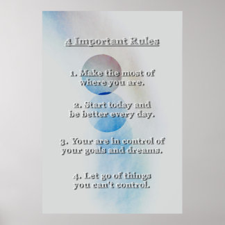 4 Wichtige Regeln für Erfolg und glückliches Leben Poster