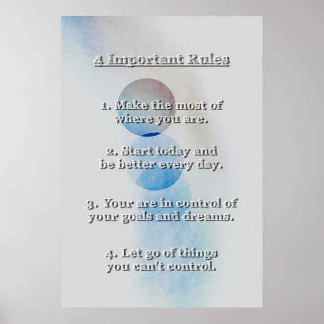 4 Wichtige Regeln für Erfolg und glückliches Leben Poster (Vorne)