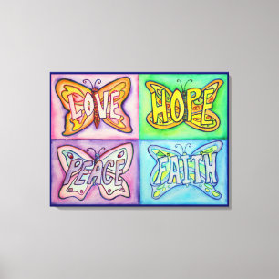 4 Wörter Schmetterlingswinge mit gestrichenen Can Leinwanddruck