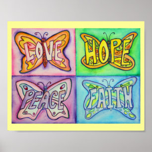 4 Wörter Schmetterlingswings Inspirative Art Poste Poster