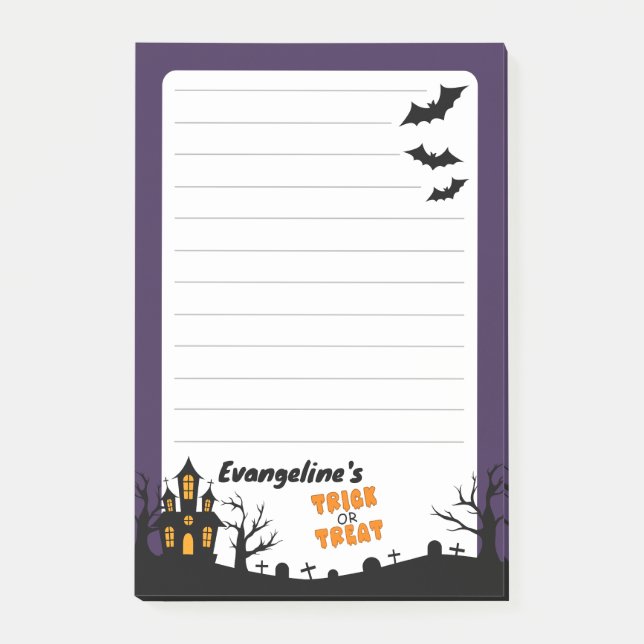 4"x6" Spuk Haus & Spooky-Bäume Post-it Klebezettel (Vorderseite)