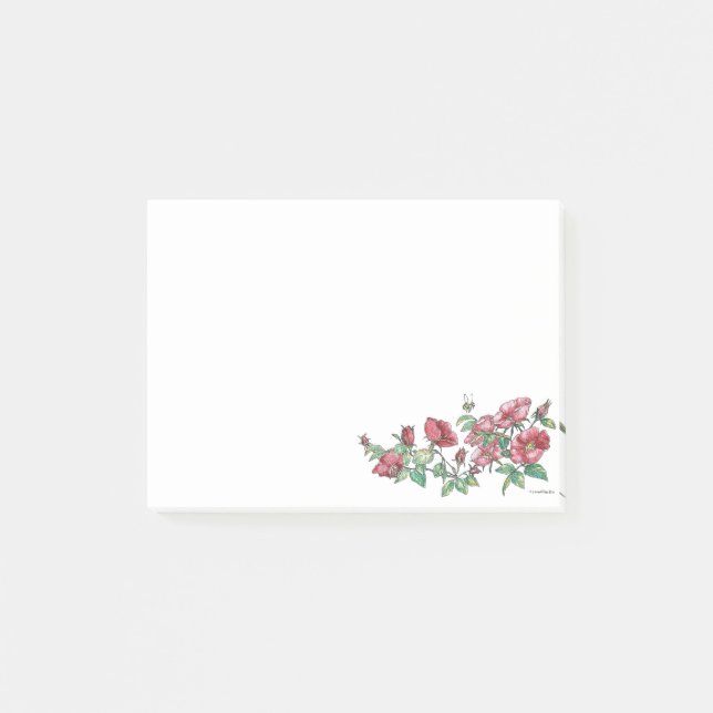 4 x 3 Alaska Sitka Rose mit Bienennachweis Post-it Klebezettel (Vorderseite)