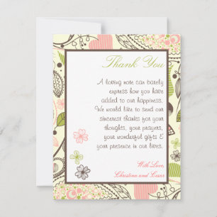 4 x 5 FLAT Vielen Dank Karte Frühlingsrosa/grüne B