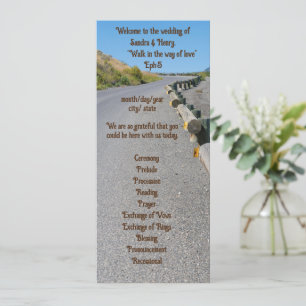 4" X 9,25" Programme de mariage texte des deux côt