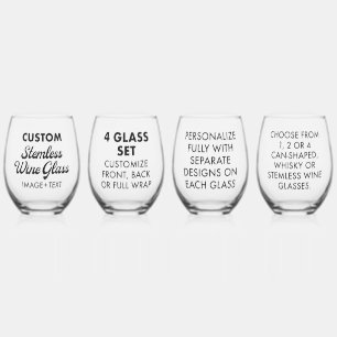 4 x Personalisiertes Edelstahlglas 16oz Weinglas Ohne Stiel