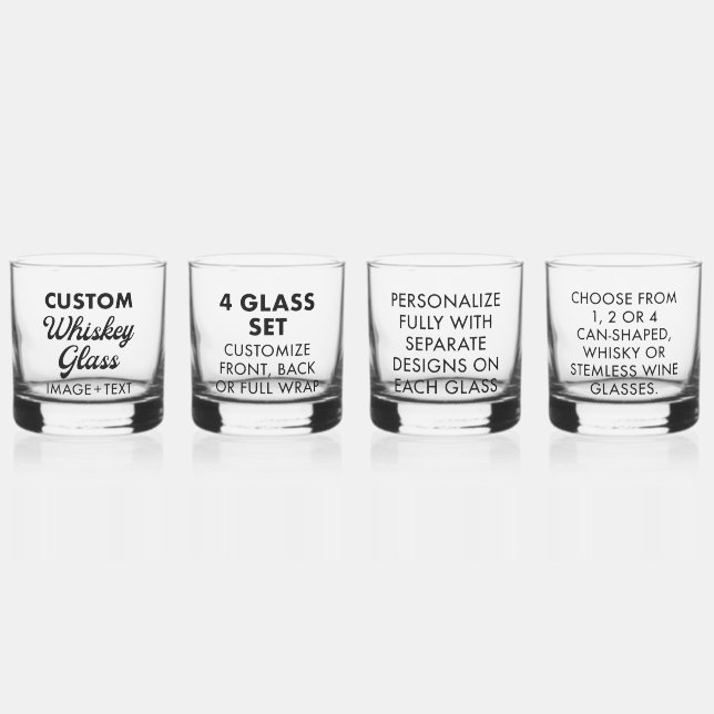 4 x Personalisiertes Whiskey-Glas 12oz Whiskyglas (Vorderseite)