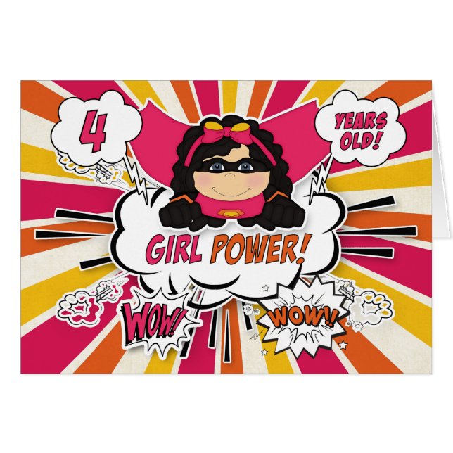 4e anniversaire Filles Super Kids Pink Comic Book (Devant horizontal)