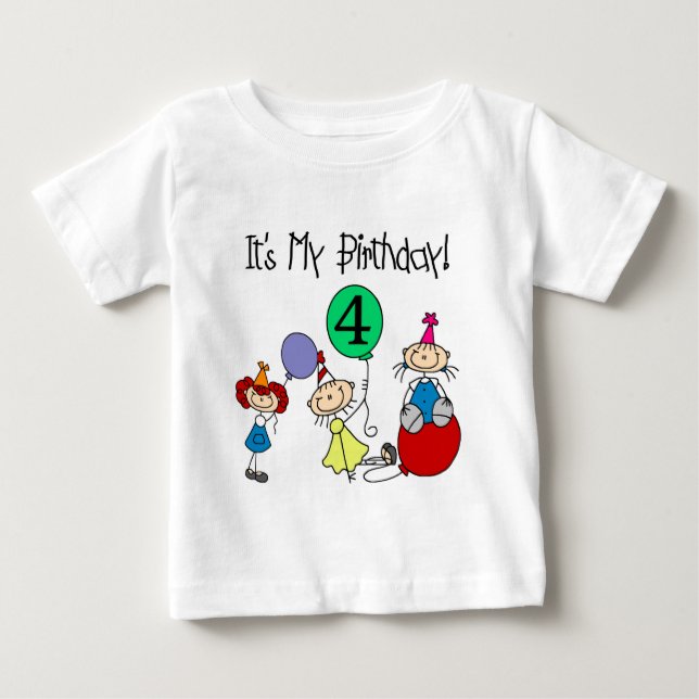 4e Stick Kids Party Anniversaire Tshirts et cadeau (Devant)