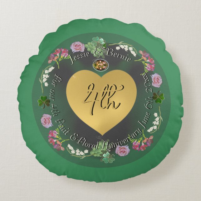 4ème anniversaire de fruits et de fleurs + Coussin (Devant)