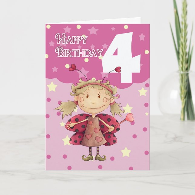 4ème carte d'anniversaire avec la fée mignonne de (Devant)
