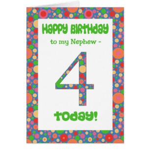 4ème Carte d'anniversaire pour le neveu, lumineux