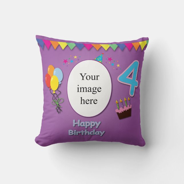 4ème coussin heureux d'anniversaire avec votre (Recto)