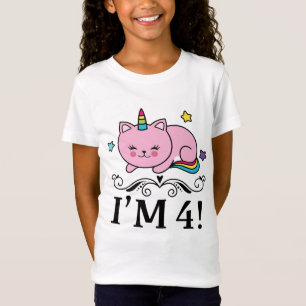 4ème T-shirt de filles de chat de licorne