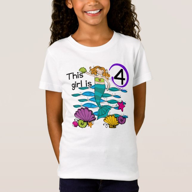 4èmes T-shirts et cadeaux d'anniversaire de sirène (Devant)