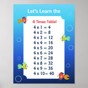 4er-Reihe Poster für Kinder Ozean-Mathematik