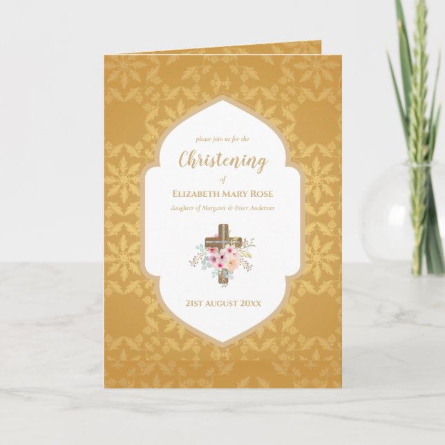4page CHRISTENING Invitation et programme Gold Orn (Devant)