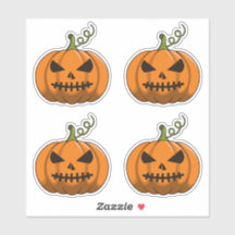 4PC Pumpkin Stickers - Halloween Jack-o' Lantern