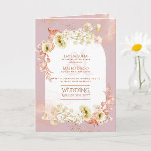 4pg Hispanic Floral Wedding Program Bilingual Chic Karte