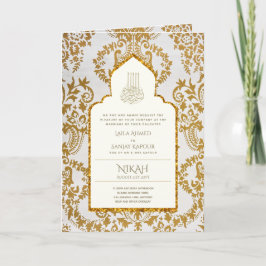 4pg NIKAH WALIMA Invite Gold Verziert islamisch Karte