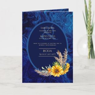 4pg spanische BODA-Einladungen königsblaue Sonnenb Karte