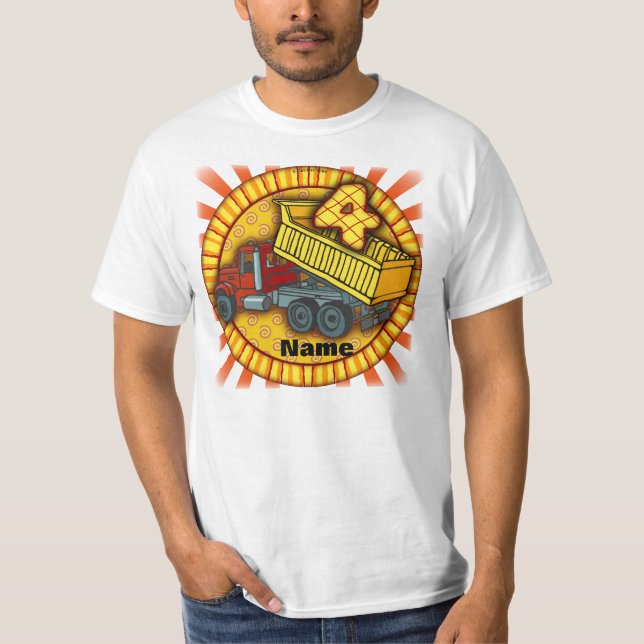 4th Birthday Dump Truck Anniversaire t-shirts pers (Devant)