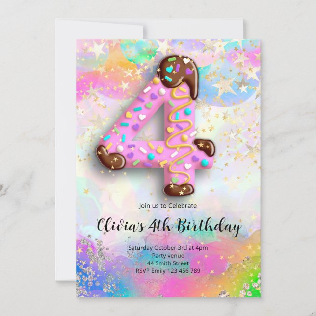 4th Birthday Girls Invitation (Devant)