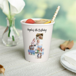 4th Birthday Photo Collage Number 4 Paper Cups Pappbecher