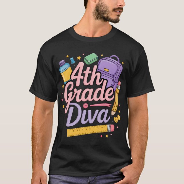 4th Grade Diva  First Day of School Girl Clothes G T-Shirt (Vorderseite)
