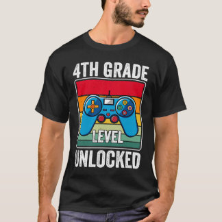 4th Grade Level Unlocked Video Game Back to School T-Shirt