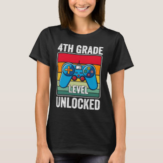 4th Grade Level Unlocked Video Game Back to School T-Shirt