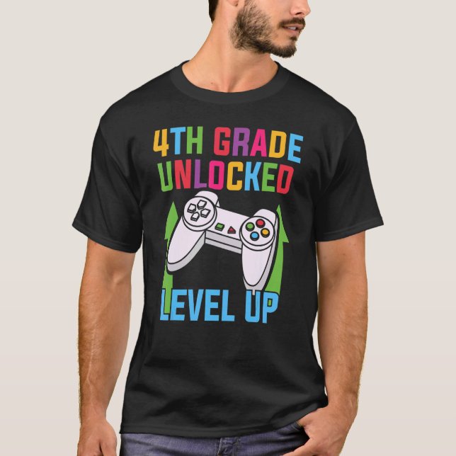 4TH GRADE LEVEL UNLOCKED Video Game Back to School T-Shirt (Vorderseite)