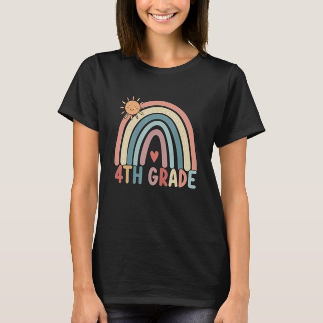 4th Grade Rainbow Team Fourth Grade Teacher Boho R T-Shirt (Vorderseite)