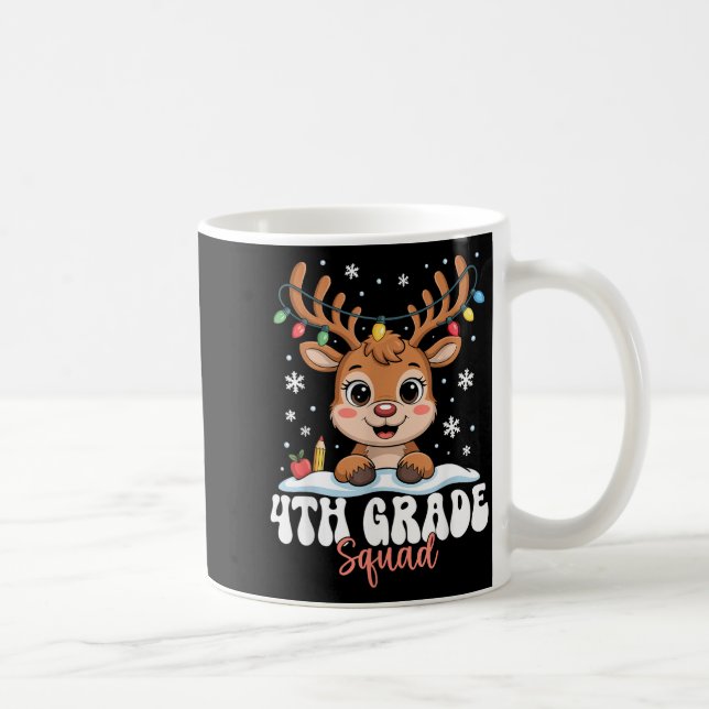 4th Grade Squad Reindeer Christmas Lights Cute Win Kaffeetasse (Rechts)