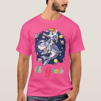 4th Grade Unicorn Astronaut With A Shark In Space T-Shirt
