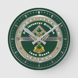 4th Infantry Division Retired Combat Veteran Runde Wanduhr