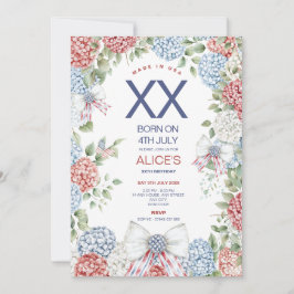 4TH July Birthday Party, Any Age, Red White Blue Einladung