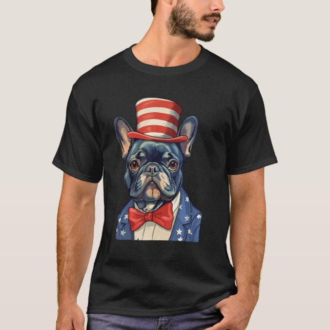 4th July US Flag Patriotic Designs  French Bulldog T-Shirt (Vorderseite)