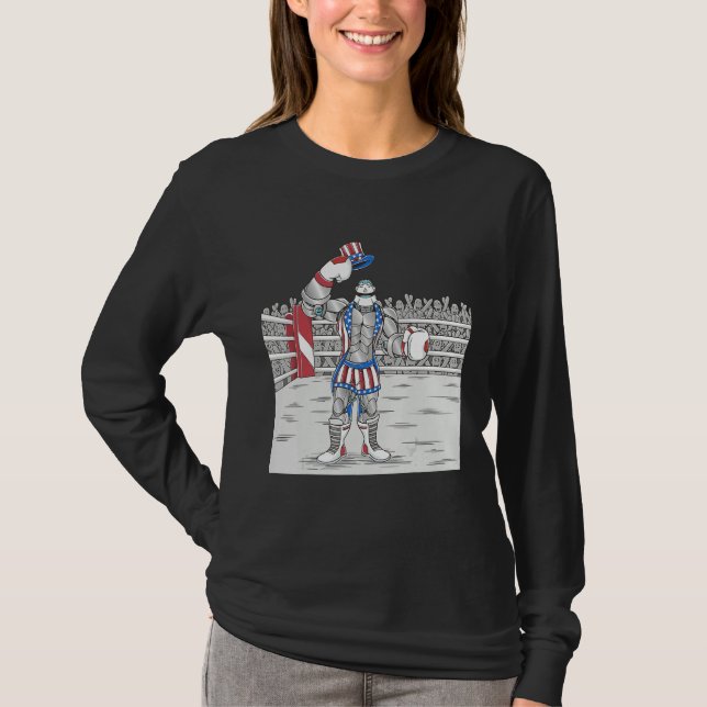 4th July USA Boxing Fitness Gym Artificial Intelli T-Shirt (Vorderseite)