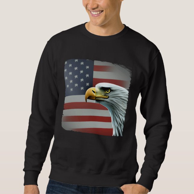 4th of July American Bald Eagle Had On USA Flag Sweatshirt (Vorderseite)