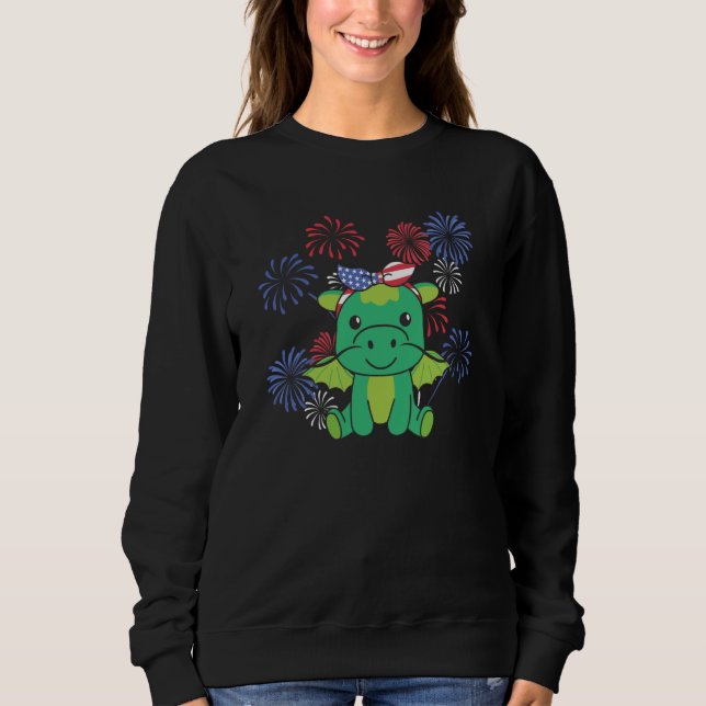 4th Of July American Dragon For Kids Cute Usa Drag Sweatshirt (Vorderseite)