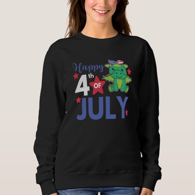 4th Of July American Dragon For Kids Cute Usa Drag Sweatshirt (Vorderseite)