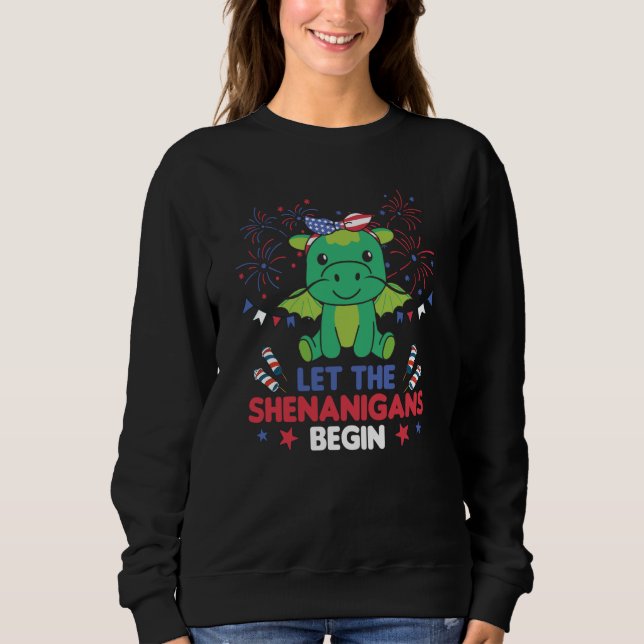4th Of July American Dragon For Kids Cute Usa Drag Sweatshirt (Vorderseite)