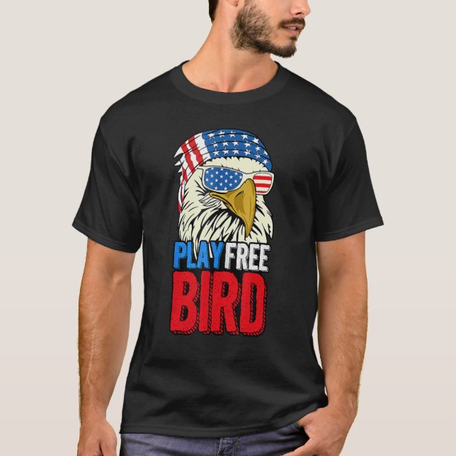 4th Of July American Flag Bald Eagle Mullet Play F T-Shirt (Vorderseite)