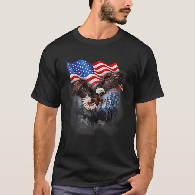 4Th Of July American Flag Bald Eagle T-Shirt (Vorderseite)